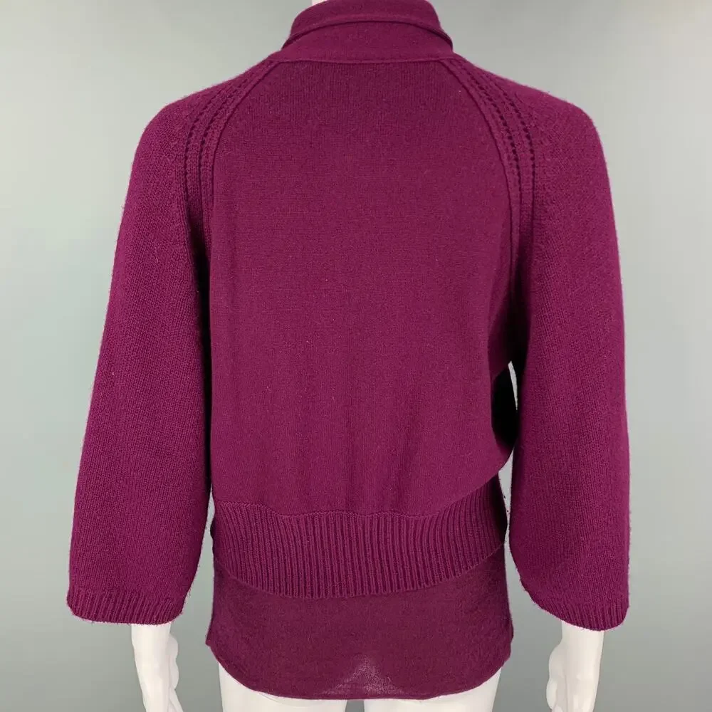 LANVIN Size M Purple Cashmere 3/4 Sleeves Cardigan Set